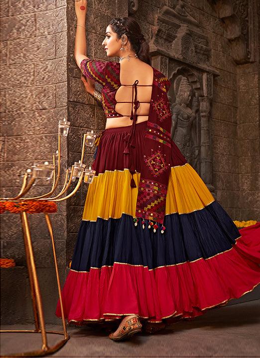 Thread Embroidered Multi Color Navratri Lehenga Choli Cheap Pice Discount Authentic