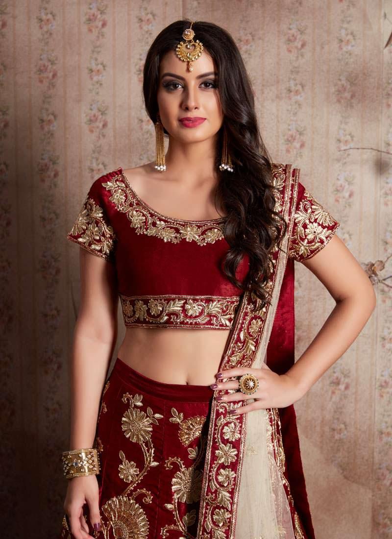 Maroon Machine Embroidery Lehenga Choli With Sequins Embellished Recommend Online