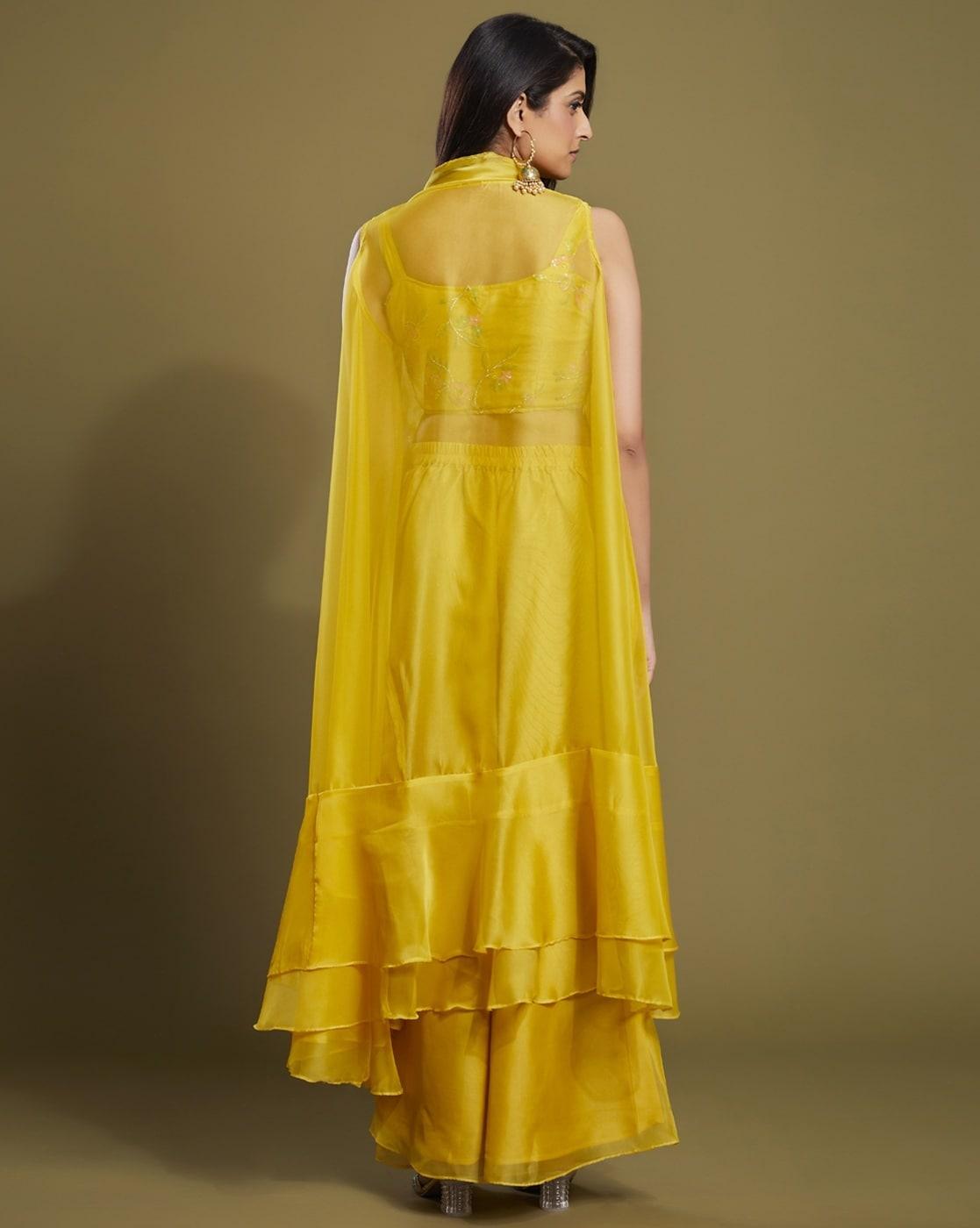 Yellow Organza Ready-To-Wear Jacket Style Co-Ord Set Buy Cheap Visit