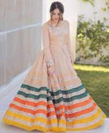 Fairy Look Beige Color Designer Gown Online Cheap Quality