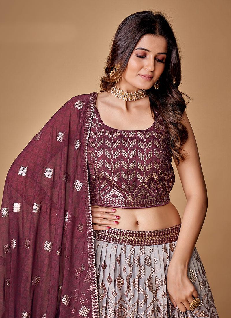 Double Shaded Purple Flared Lehenga Buy