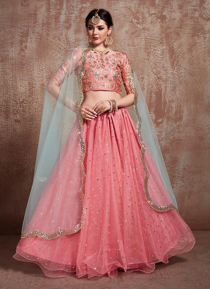 Pink Color Party Wear Net Base Full Flared Lehenga Choli Buy Cheap Great Deals