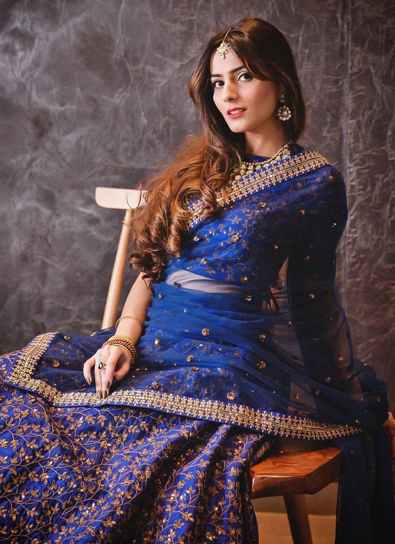 Vine Pattern Blue Lehnega Choli With Dupatta Set Choice For Sale