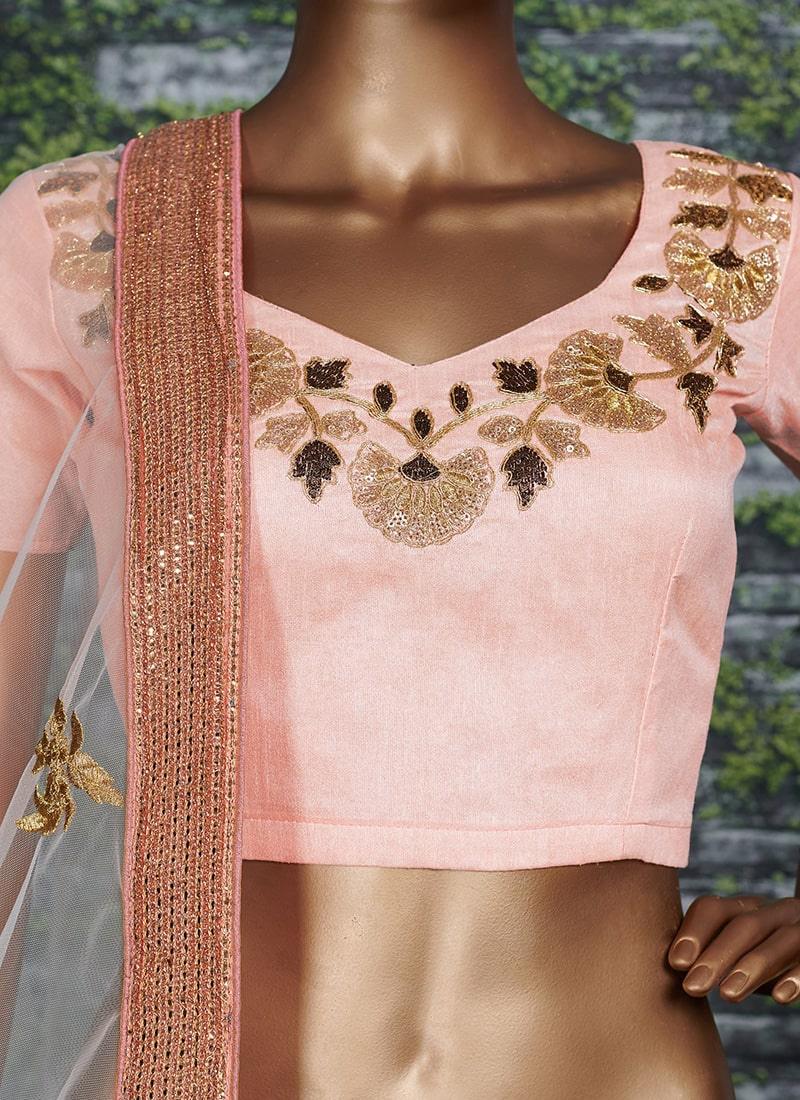 Teal Blue Lehenga Paired With Blush Pink Blouse With Dupatta Set Online Sale