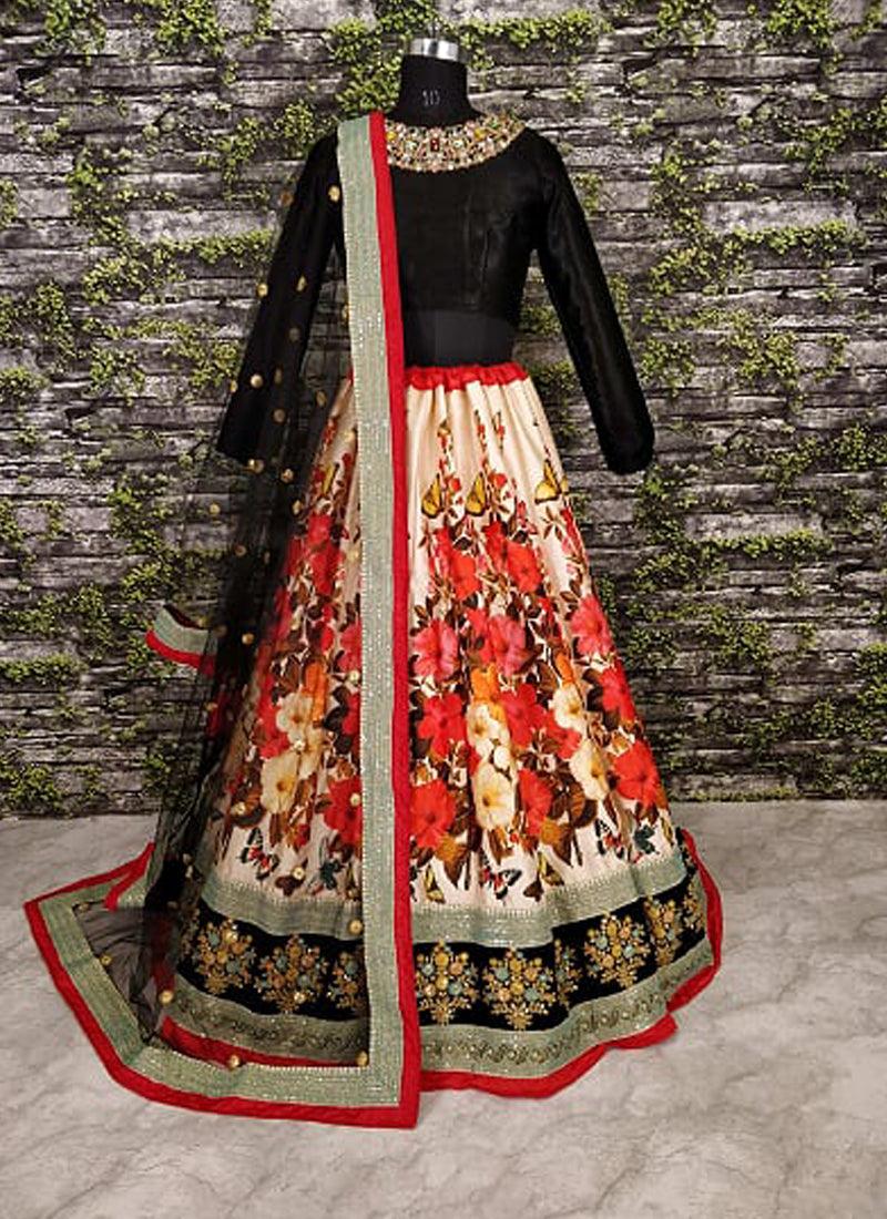 Off-White Color Art Silk Base Printed Lehenga Choli Outlet Locations Cheap Online