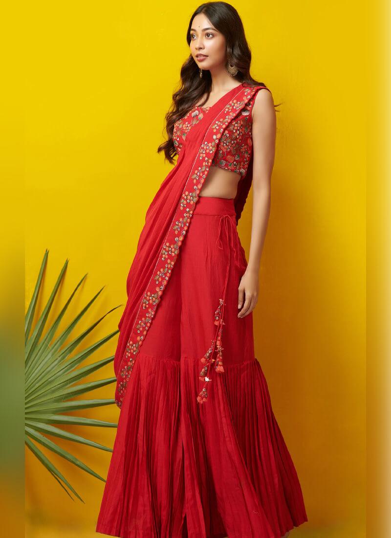 Splendid Red color With georgette dupatta and Sharara Suit Release Dates Authentic