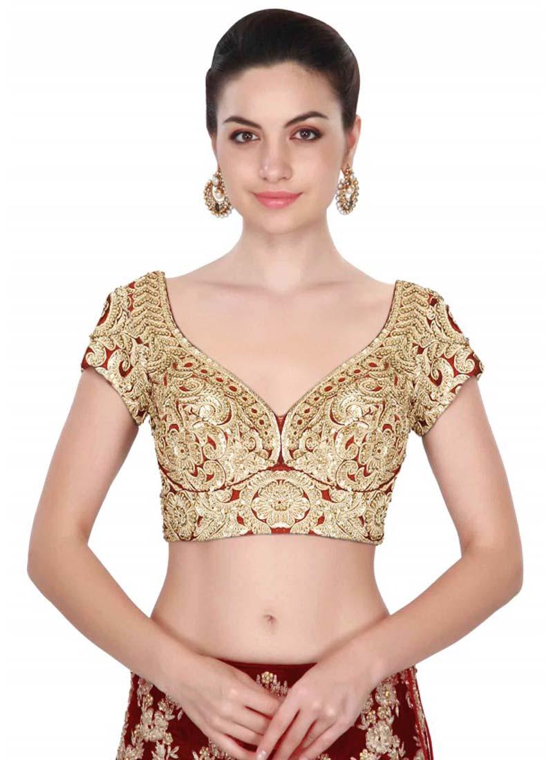 Elegant Traditional Ethnic Blouse in Rich Maroon Silk with Cape Sleeves Choice