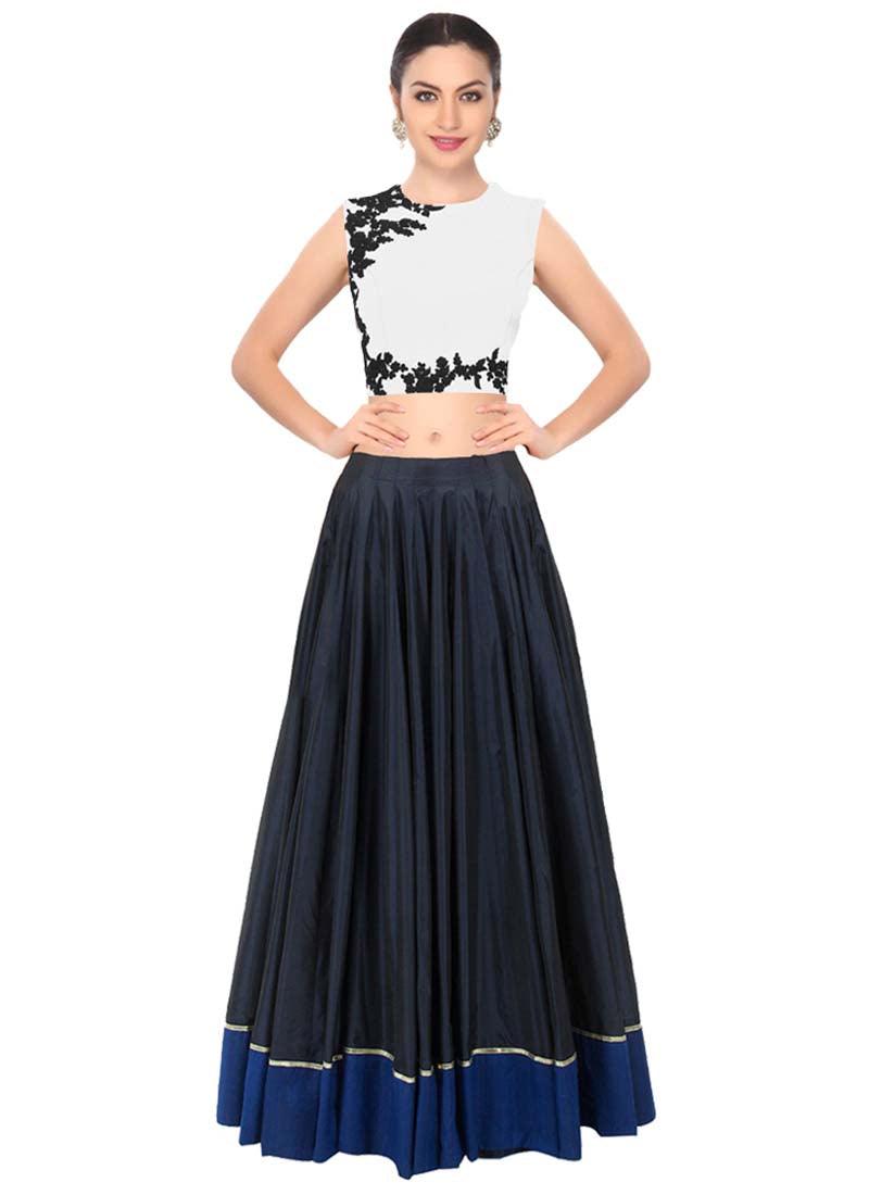 White And Blue Color Party Wear Designer Crop Top The Cheapest For Sale