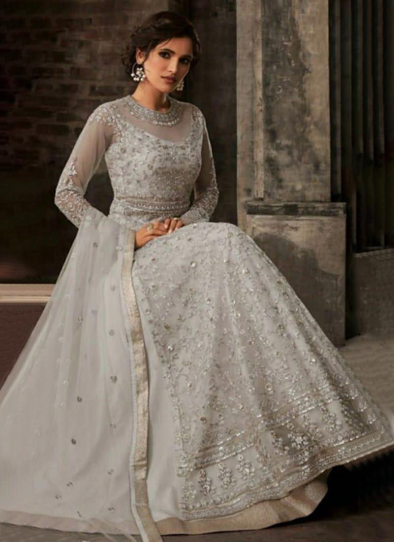 Grey Satin Resham Pakistani Lehenga Suit for ceremonies Outlet Shop Offer