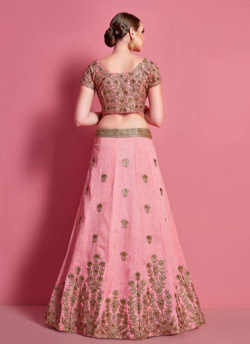 Baby Pink Elegance Lehenga Choli With Beige Net Dupatta Discount From China