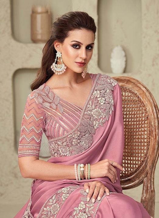 Light Peach Silk Pastel Saree with Net Base Blouse Cheap Sale 2025