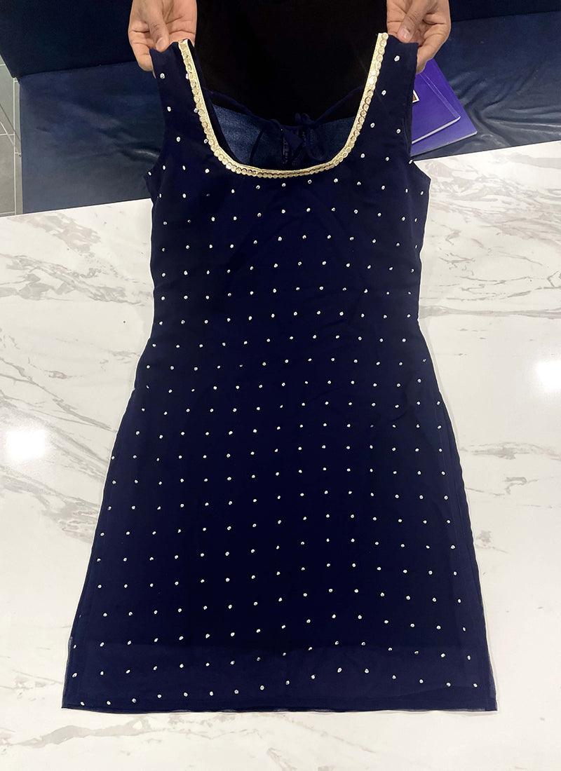 Gorgeous Navy Blue Georgette Sharara Salwar Suit Outlet Popular