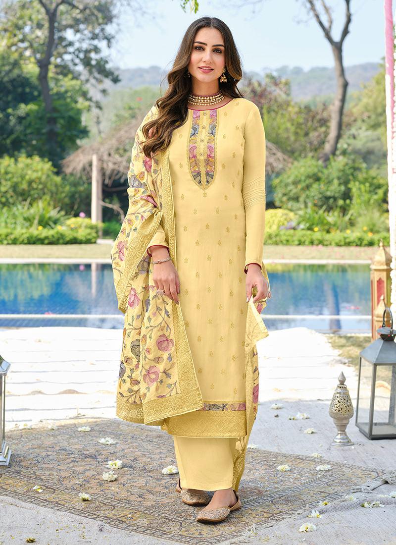 Yellow Viscose Casual Palazzo Suit Cheap Pice Cost