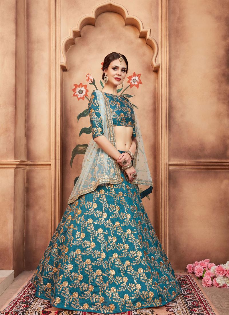 Marvelous Teal Green Color Designer Heavy Embroidred Lehenga Choli Discount Wide Range Of