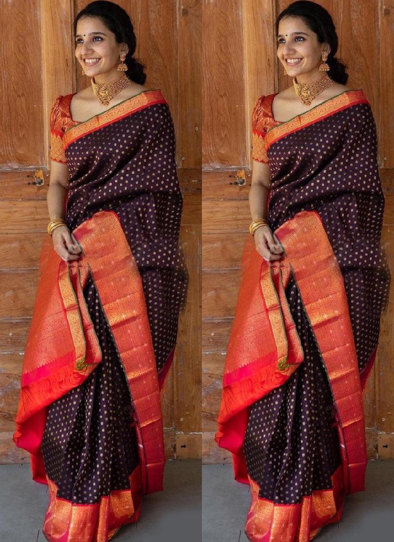 Exquisite Brown Bollywood Saree With Silk Weave Details Free Shipping Shop Offer