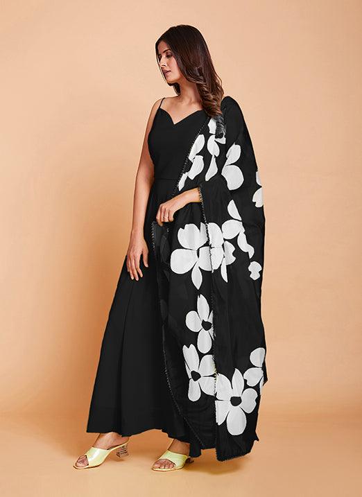 Lovable Black Fox Georgette Gown for Raksha Bandhan Discount Inexpensive