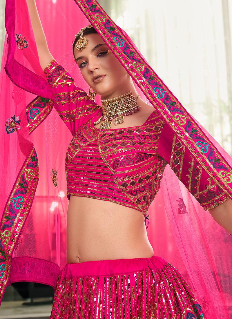 Deep Pink Heavy Lehenga Choli Extremely Cheap Online