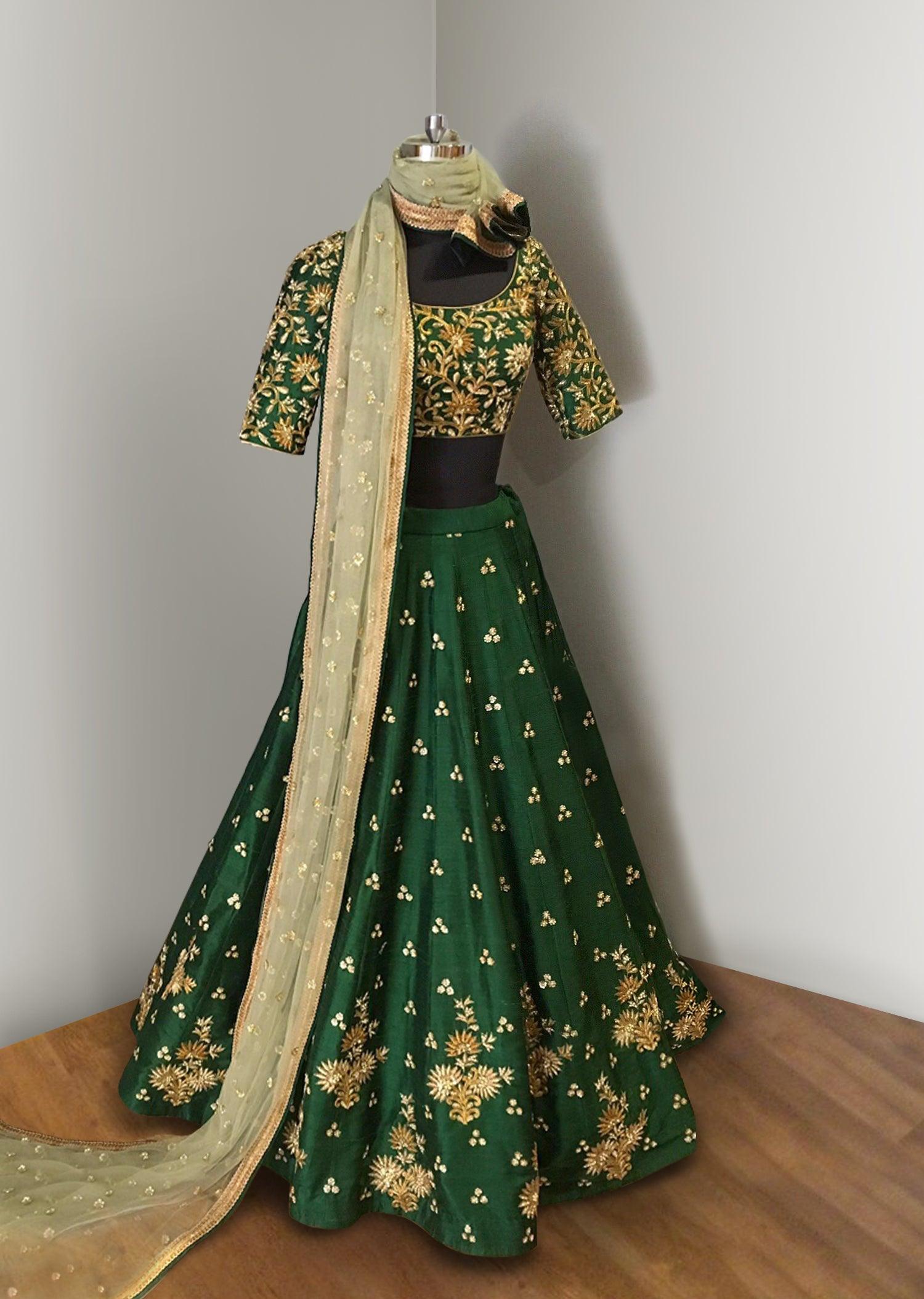 Green Elegance Lehenga Choli With Beige Net Dupatta Cheap Footlocker