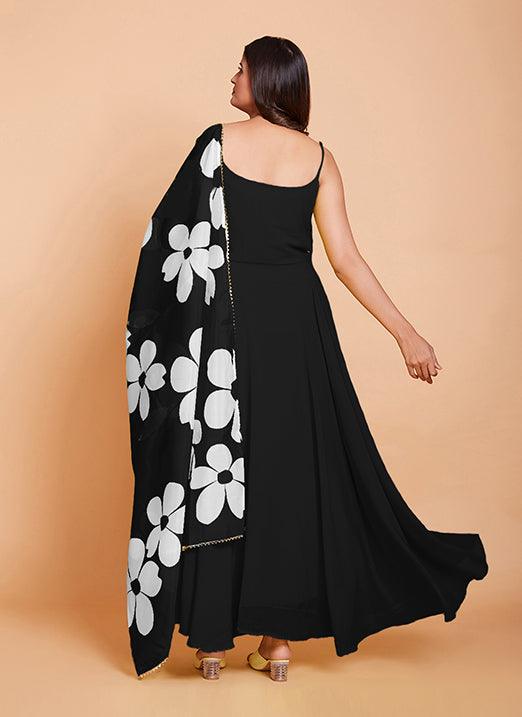 Lovable Black Fox Georgette Gown for Raksha Bandhan Discount Inexpensive