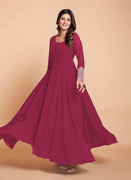 Affectionate Pink Color Georgette Festival Gown Free Shipping Tumblr