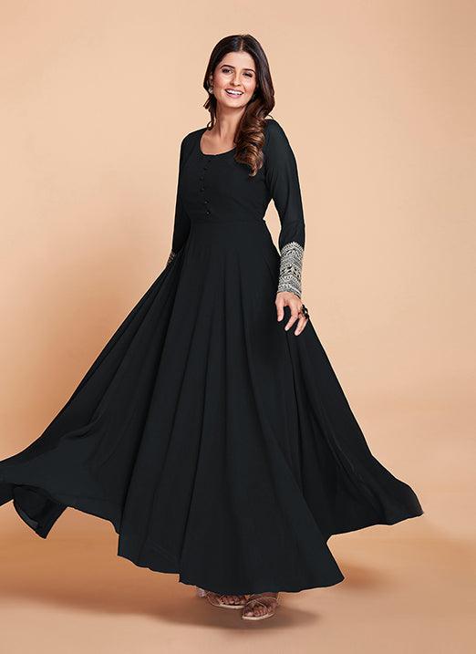 Affectionate Black Color Georgette Festival Gown Footlocker Cheap Online