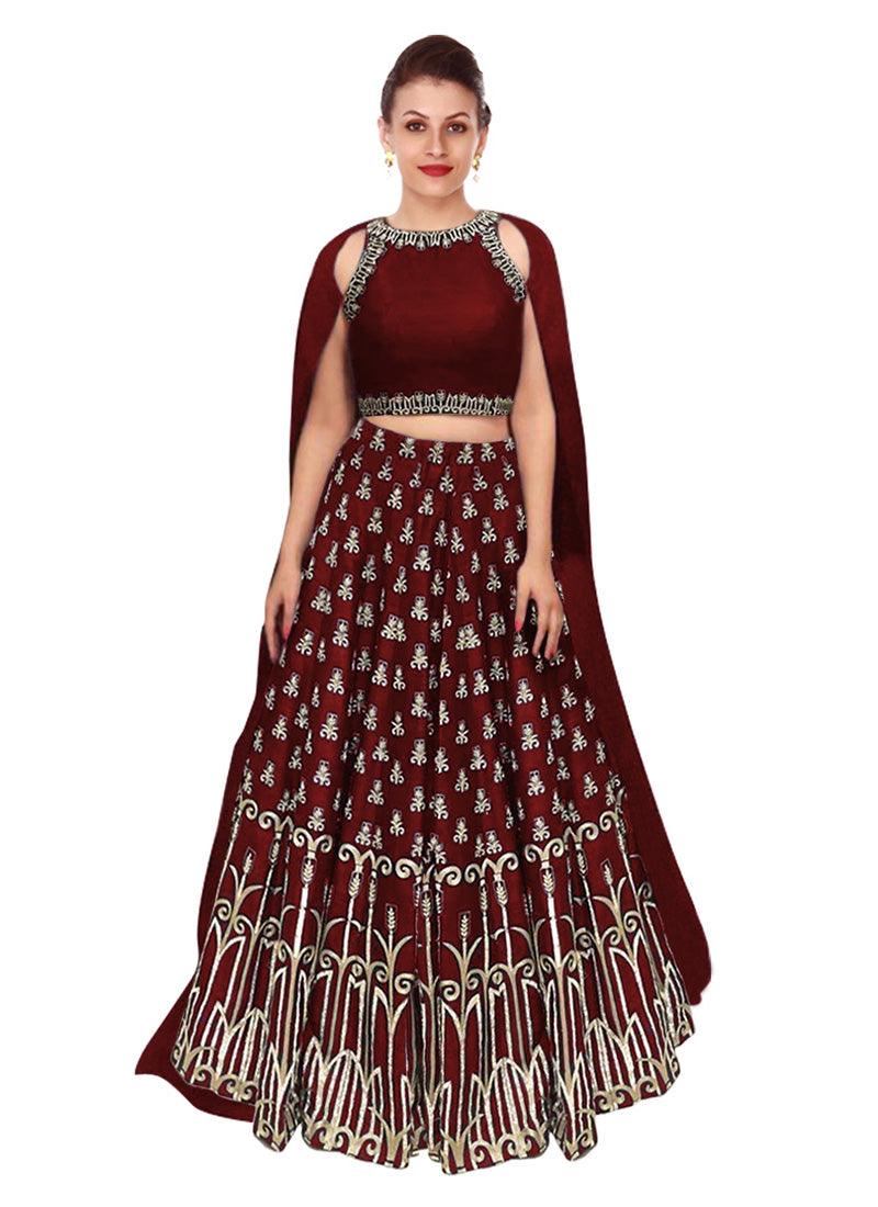 Amusing Maroon Lehenga Choli With Maroon Georgette Dupatta Set Outlet Manchester