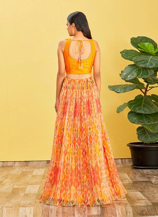 Yellow Organza Lehenga Choli with Real Mirror & Zari Sequin Embroidery Outlet Cheap Online