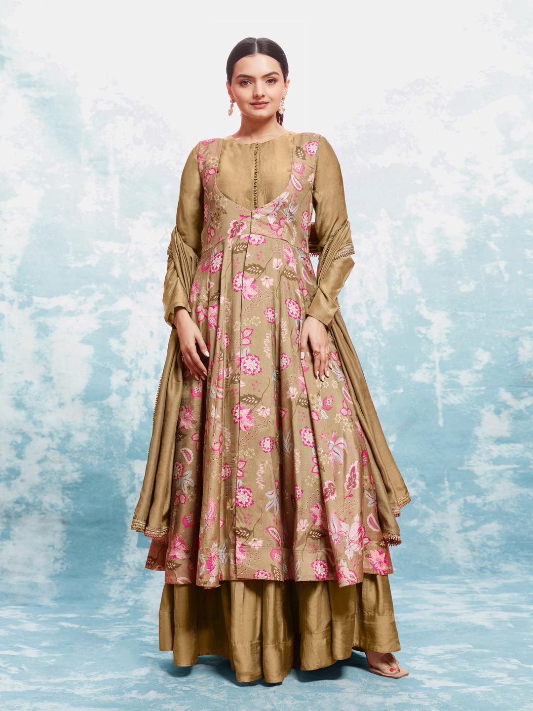 Olive color floral pattern ready-to-wear Gown Buy Cheap Visit