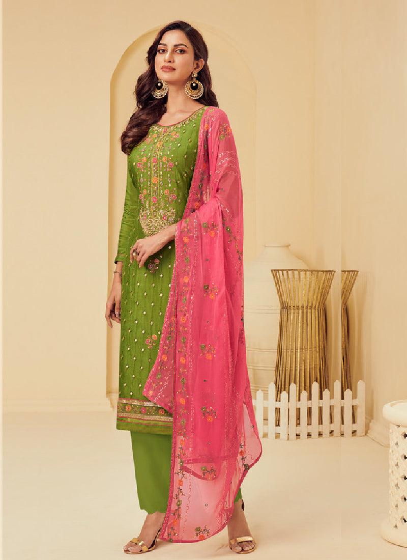 Pleasing Green Color with Georgette Base Salwar Kameez Buy Cheap Get Authentic