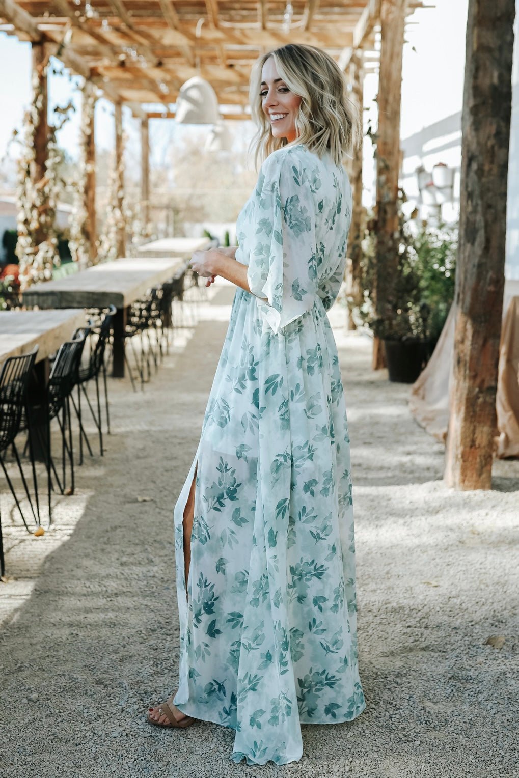 Kia Kimono Maxi Dress | Sage Floral Buy Cheap Fashion Style