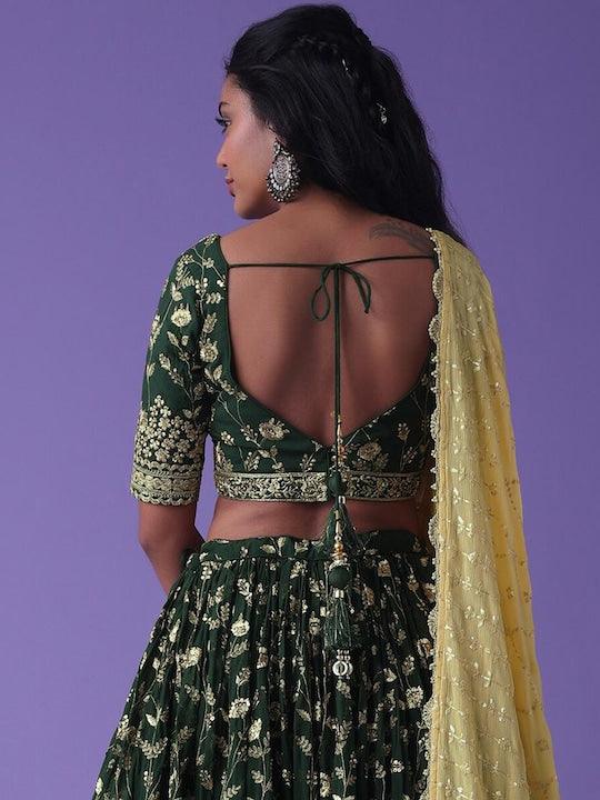 green Georgette appliqué Lehenga choli Geniue Stockist Online