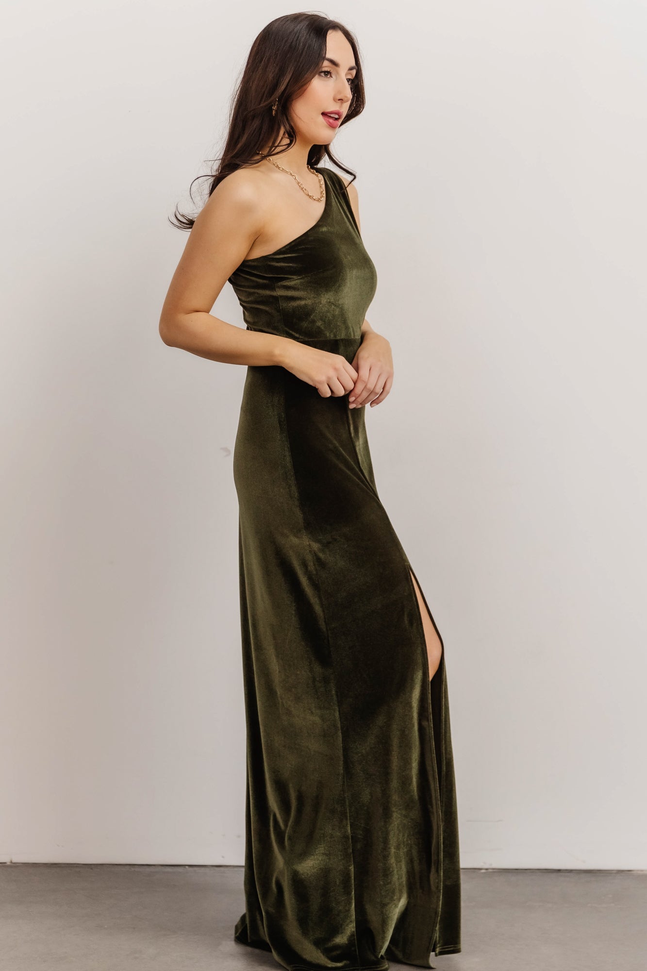 Tatiana Velvet One Shoulder Maxi Dress | Olive Discount Authentic Online