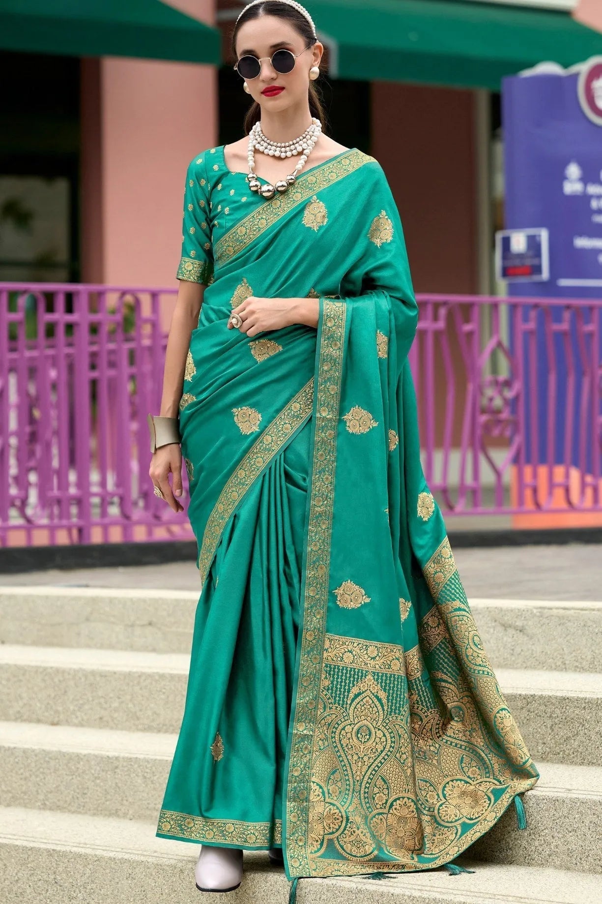 Viridian Green  Banarasi Handloom Saree Online Online Outlet Sale