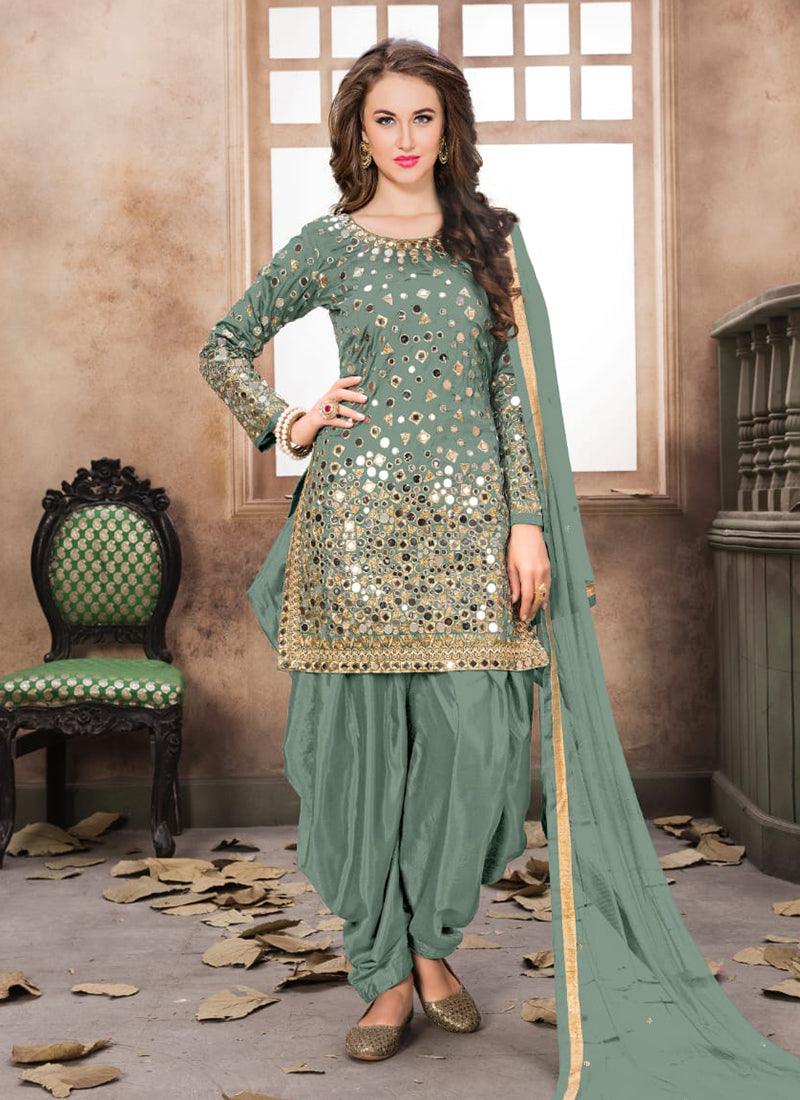 Pista Green Color Mirror Work Punjabi Salwar Suit 100% Guaranteed