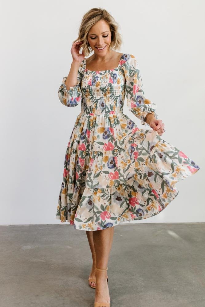 Marta Smocked Midi Dress | Multi Floral Amazon Sale Online