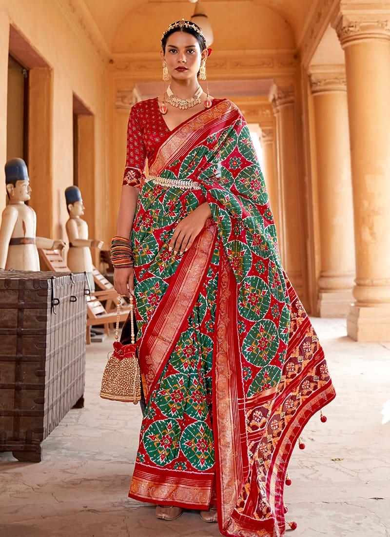 Trendy Silk Base Red Color Swarovski Work Printed Saree Real Cheap Online