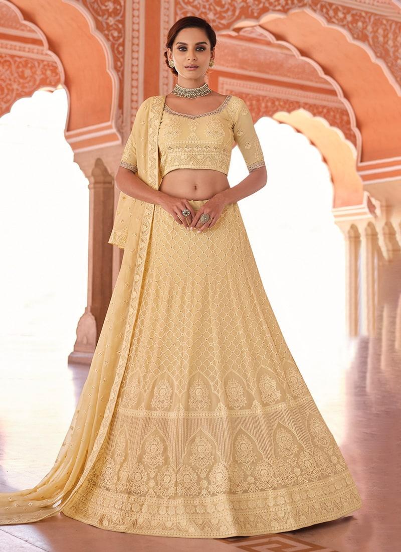 Off-White Color Georgette panelled Lehenga With Thread And Sequins Work Pick A Best For Sale