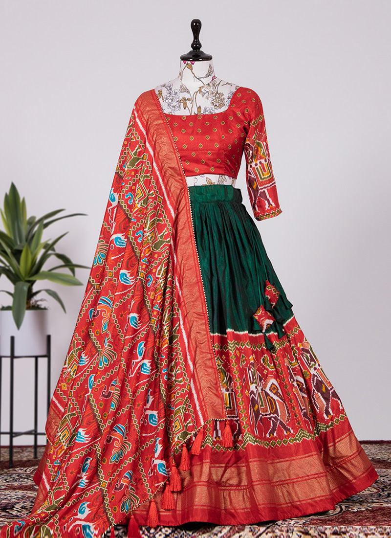 Patola Print Green Navratri Chaniya Choli Buy Cheap Wholesale Pice