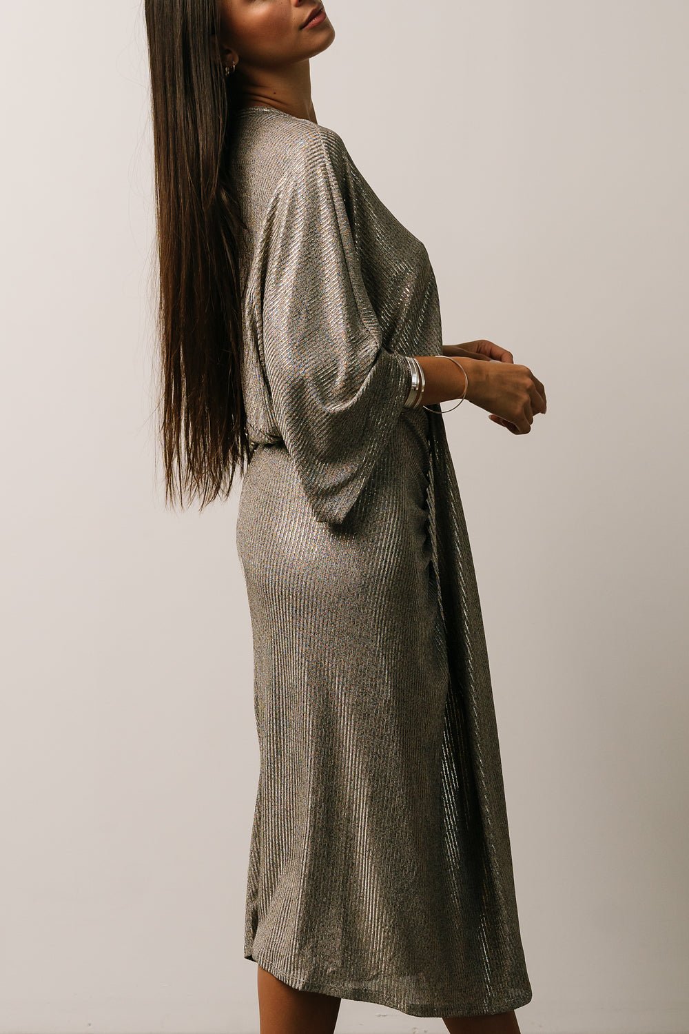 Ciara Ruched Midi Dress | Silver Metallic Cheap With Mastercard