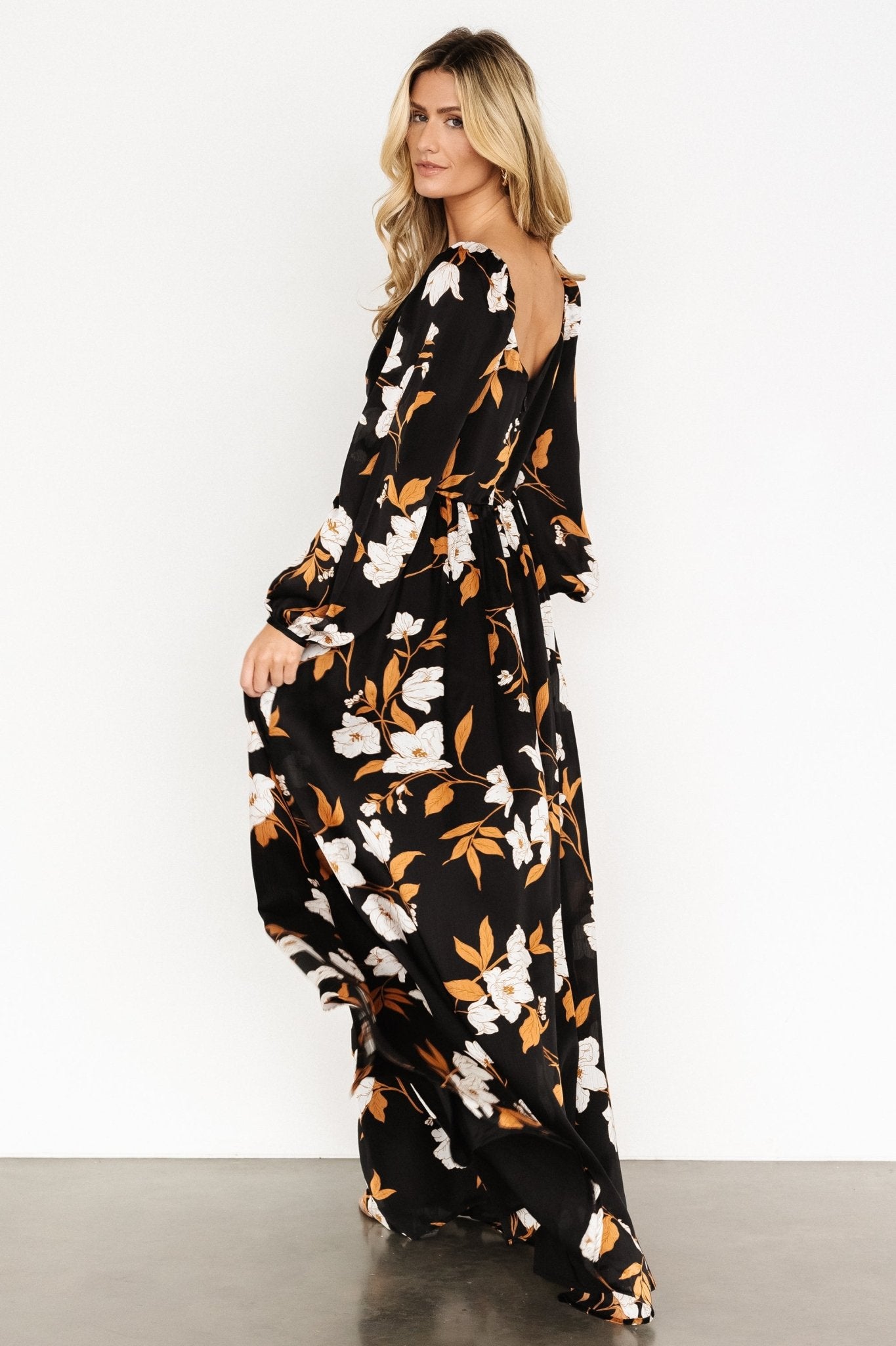 Tristan Maxi Dress | Black Floral Sale Sast