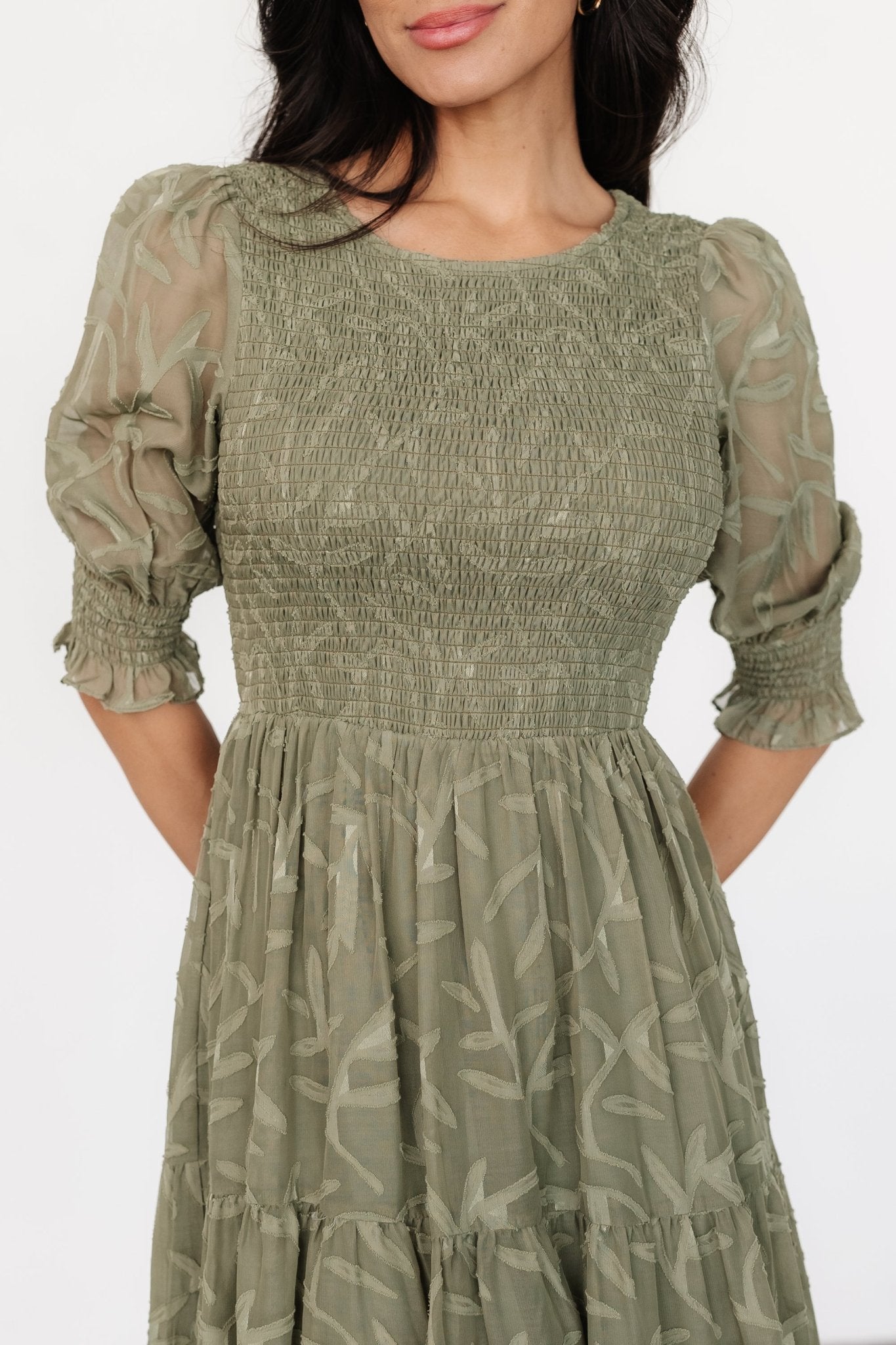 Nellie Smocked Midi Dress | Sage Green Clearance Great Deals