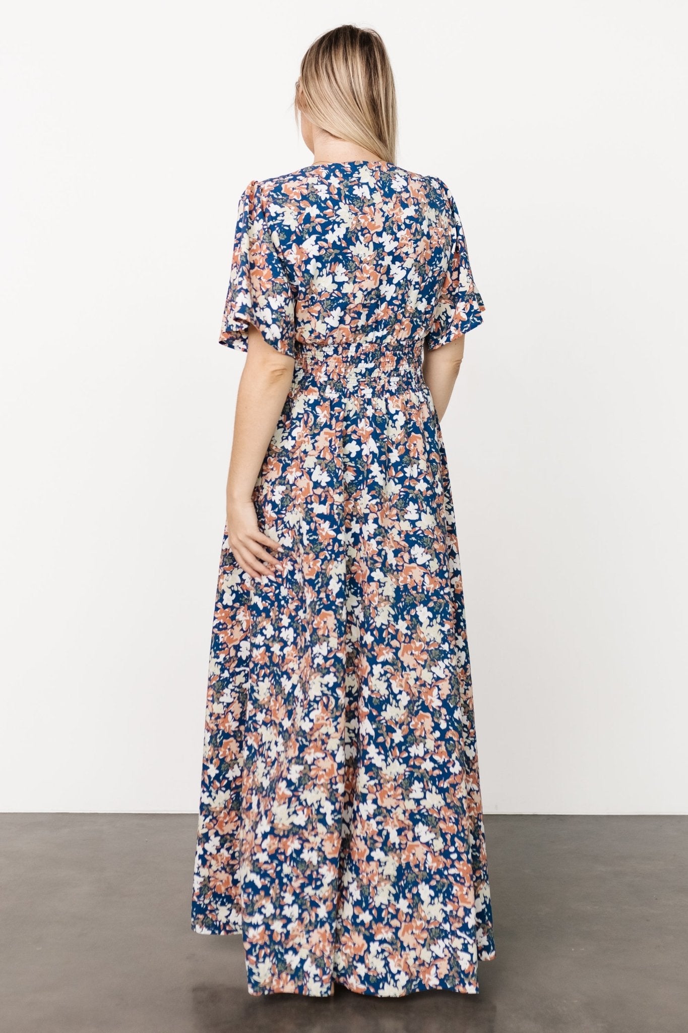 Verona Smocked Maxi Dress | Blue Floral Cheap Sale Enjoy