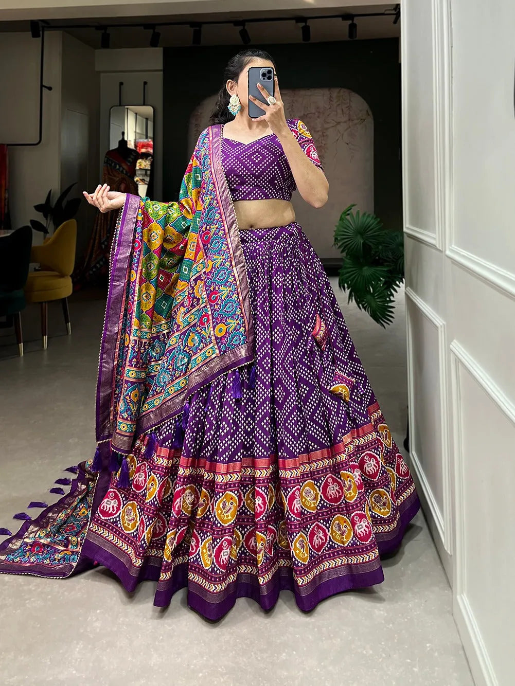 Outstanding and Beautifully Printed Tussar Silk Lehenga Choli Outlet Store Locations