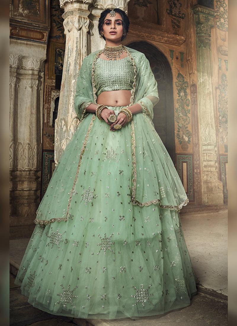 Impressive Sea Green Net Base Designer Sequin Wok Lehenga Choli Discount Low Shipping Fee