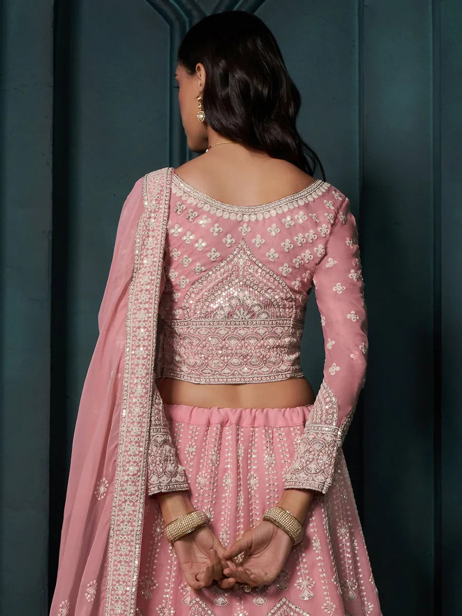 Passionate Pink Embroidered Bridal Lehenga Choli Sale Online Online