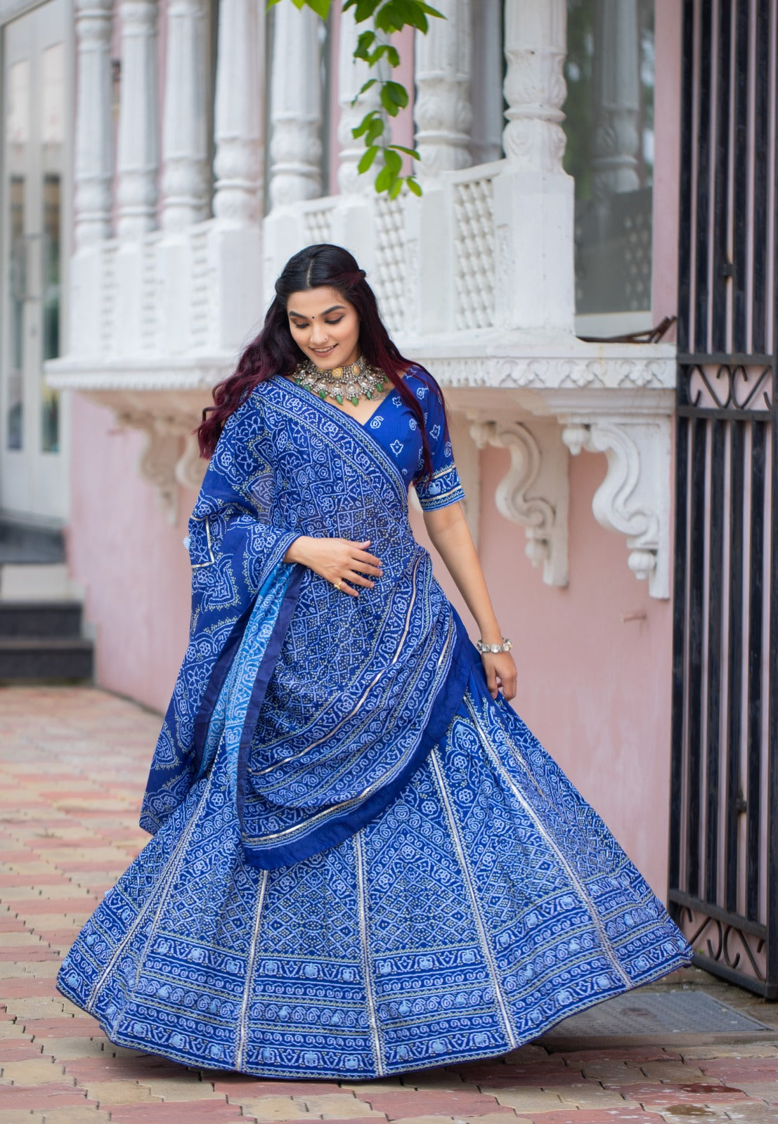 Lavish Navy Blue Color Silk Fabric Gota Patti Work Printed Lehenga Choli Clearance Online Fake