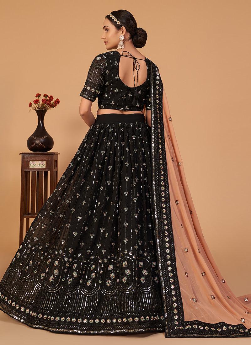 Black Georgette Lehenga With Contrast Dupatta Nicekicks Cheap Pice