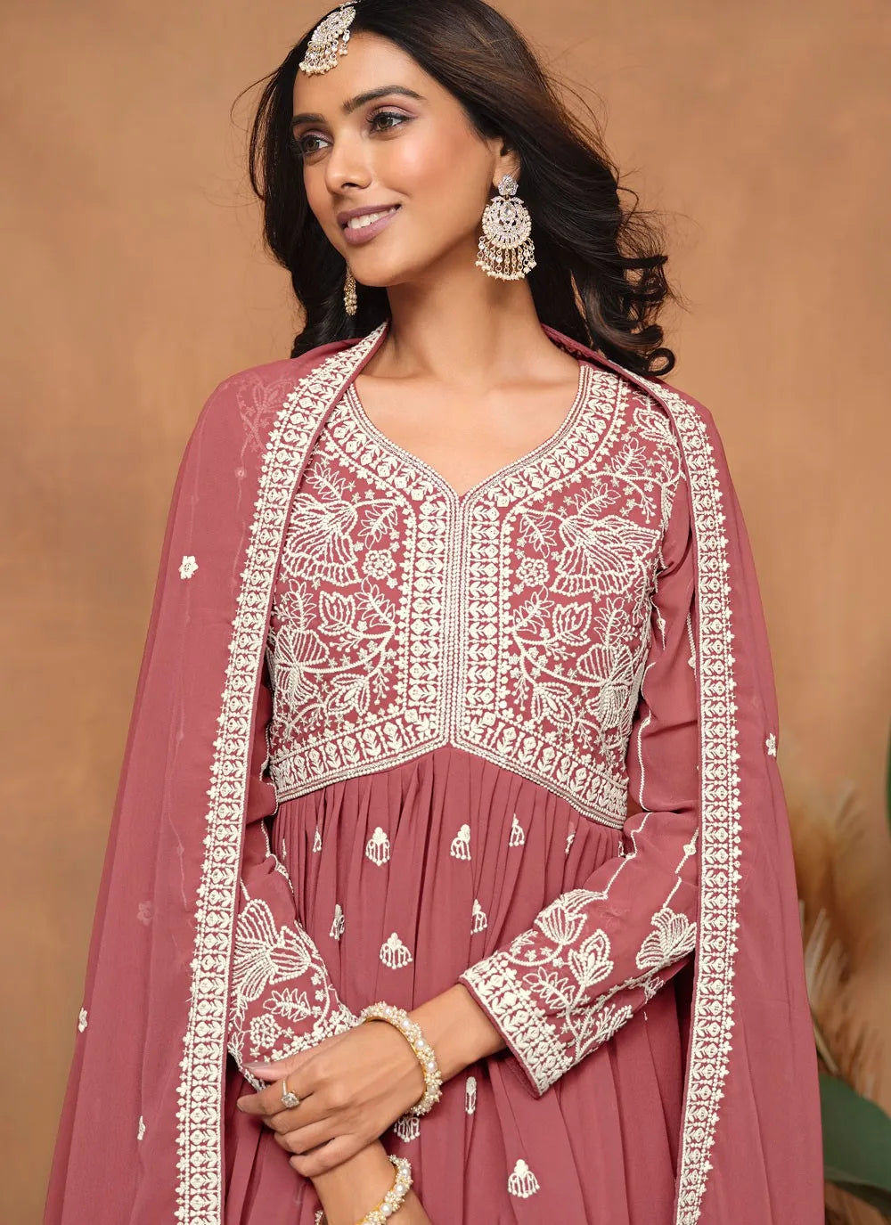 Rust Brown Faux Georgette Sequins Embroidered Designer Top Sharara Suit Real Cheap Online