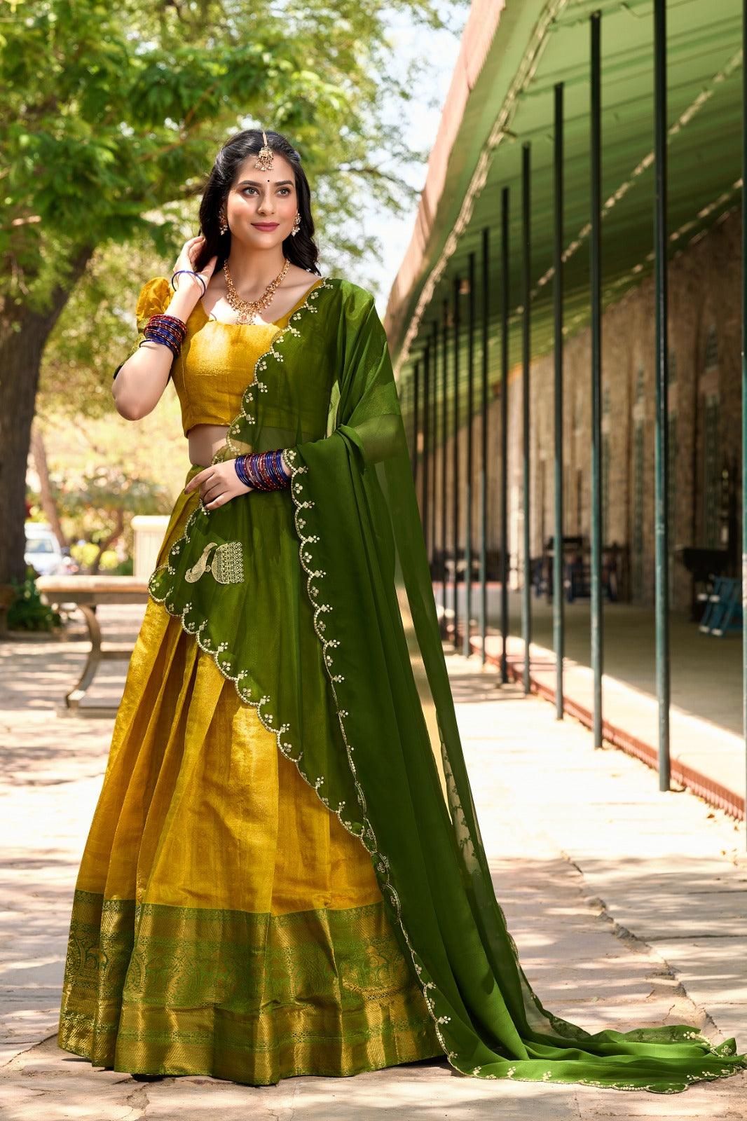 Enchanting Kanjivaram Silk Zari Weaving Worked Lehenga Choli Ebay Online