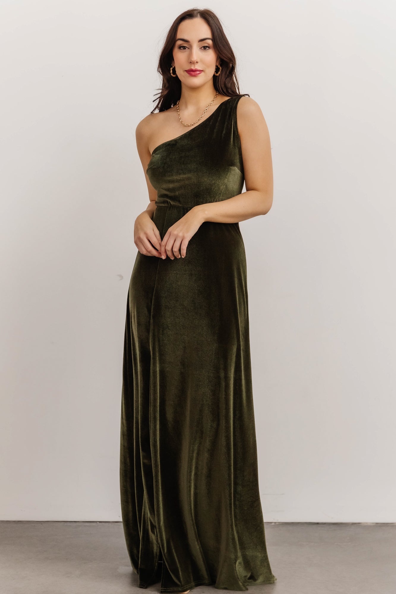 Tatiana Velvet One Shoulder Maxi Dress | Olive Discount Authentic Online